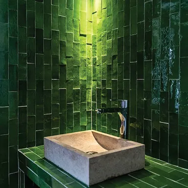 Zellige Nature — modèle 07 — couleur dominante Vert Cèdre Sombre